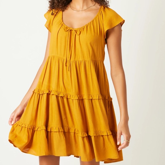 NWT Bila77 orange Darla Knee-Length Sundress with Flutter Sleeves sz S - Picture 9 of 9